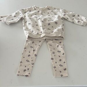 Floral Print Sweatshirt and Pants Set